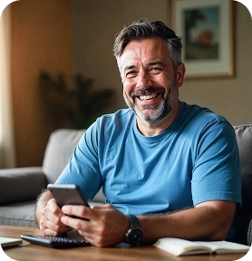 Cliente sorrindo durante uma compra