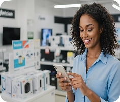 Empresário sorrindo confiante com vendas seguras e sem inadimplência