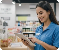 Empresário sorrindo confiante com vendas seguras e sem inadimplência